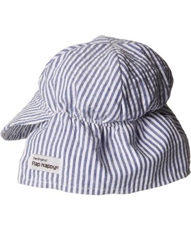 Flap Happy Baby UPF 50+ Original Flap Hat 6-12 Months - Chambray Stripe Seersucker - Buy Online on GoSupps.com