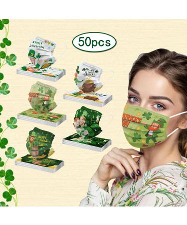 50PCS St Patricks Day Disposable Face_M sks for Adults 3-Layer Breathable Protection Holiday Party Decorations for Women Men - Buy Online on GoSupps.com