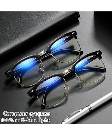 Buy Retro Blue Light Blocking Glasses for Men & Women - Semi Rimless Eyewear J47 in Black Brown Red Clear | International Shipping Available - Buy Online on GoSupps.com