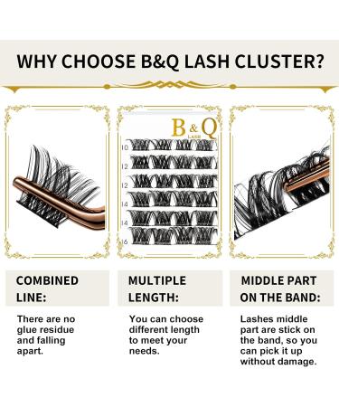Cluster Lashes D Curl 14mm 72 Clusters B&Q - Volume Eyelash Clusters for DIY Lash Extensions - Soft Wispy Cluster Eyelash Extensions at Home - Buy Online on GoSupps.com