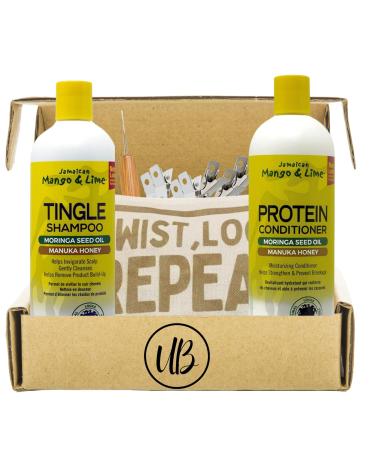 Dreadlock Clarifying Shampoo & Conditioner Bundle with Jamaican Mango & Lime Tingle Shampoo Protein Conditioner with dreadlock accessories case Dreadlock crochet hook & retwist clips from unibeauties
