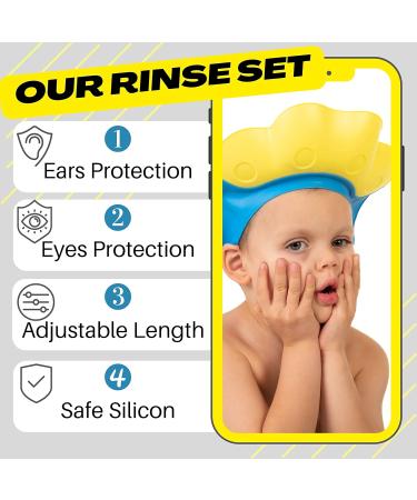 Bisoo Baby Shower Cap and Rinse Cup Set for Boys and Girls 6 Months+ | Adjustable Bath Visor for Eye and Ear Protection - Shampoo Rinse Jug Included - Buy Online on GoSupps.com