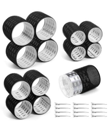 Tetutor thermal Rollers for Hair Jumbo Rollers Hair Curlers with Clips Large Rollers for Hair Set with 63mm 48mm 36mm.Self Grip Thermal Hair Roller for Long Medium Short Hair Volume Salon Hair Black