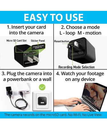 Spy Camera Charger - Premium HD 1080P Mini Hidden Camera - USB Nanny Cam - Surveillance Camera for Spying - Buy Online on GoSupps.com