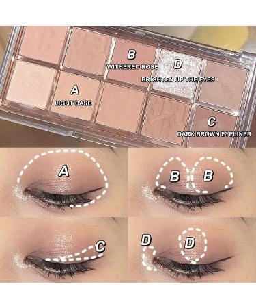 Rosarden 10-Color Eyeshadow Palette - Matte, Nude & Glitter Shades with Eyeshadow Brush - Highly Pigmented Neutral Shadows for Brown Eyes - Buy Online on GoSupps.com