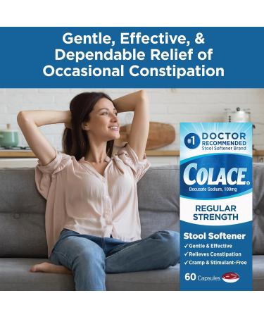 Colace Stool Softener Capsules Bundle - Regular Strength 100mg 60 Count & Clear Soft Gel 50mg Constipation Relief 42 Count - Buy Online on GoSupps.com