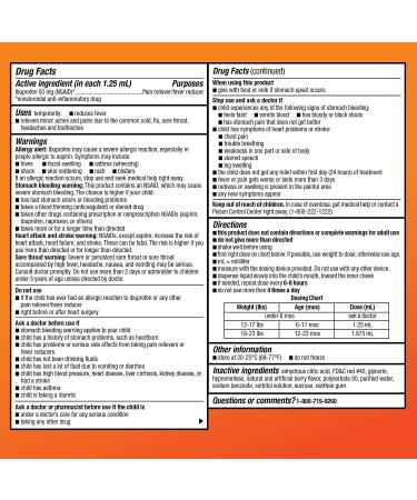 Amazon Basic Care Infants' Ibuprofen Oral Suspension Drops - Berry Flavor - 50mg per 1.25mL - 1 fl oz - Pain & Fever Relief for Babies - Buy Online on GoSupps.com