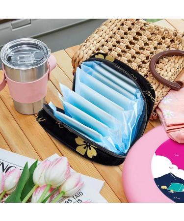 Women's Japanese Crane & Flowers Tampon Storage Bag | Stylish Zip Pockets for Menstrual Care - Buy Online on GoSupps.com