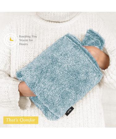 Qomfor Premium Hot Water Bottle with Fluffy Faux Fur Cover - 1.8L Large - Green | Pain Relief for Neck, Shoulders, Hands, and Feet - Buy Online on GoSupps.com