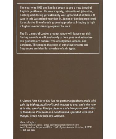 St James of London Mandarin Patchouli Post-Shave Gel 100ml - Buy Online on GoSupps.com