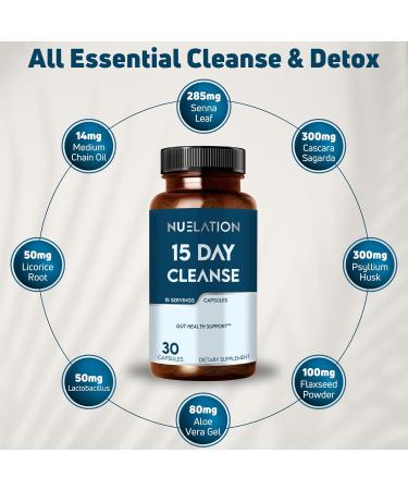NUELATION 15 Day Cleanse Capsules - Colon Cleanse for Digestive Health Fewer Cravings & Glowing Skin - 15 Day Gut Cleanse Detox Cleanse - 30 Tasteless Gluten-Free Soy-Free Capsules - Buy Online on GoSupps.com