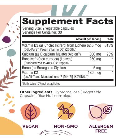 Body Kitchen Mega Osteo Vegan Bone & Joint Support Supplement with Bonolive K2VITAL MK-7 Vegan Vitamin D3 & Albion Calcium 60 Vegetable Capsules - Buy Online on GoSupps.com