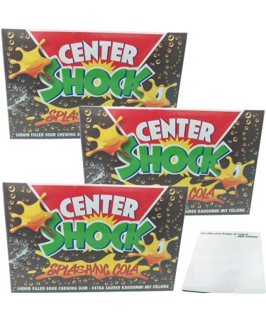 Center Shock Extra Acid Cola Chewing Gums (Pack of 3 x 400g) + Block usy