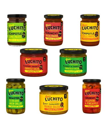 Gran Luchito Gluten Free Salsa Pick N Mix | Choose From 8 Flavours | Super Smoky Chipotle Zingy-Tangy Tomatillo Habanero Mango Crunchy Jalapeno-Pineapple Lime Paste - Pack of 5