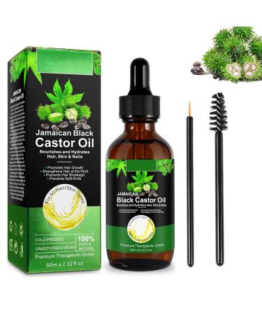 AONAT Jamaican Black Castor Oil Black Castor Oil for Hair Growth 60ml Pure Natural Cold Pressed Oil for Eyebrows Eyelashes Hair Growth Nails and Skin