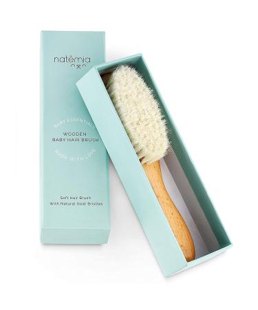 Natemia Wooden Baby Hair Brush - Soft Goat Bristles, Ideal for Newborns & Toddlers, Helps with Cradle Cap - Perfect Baby Registry Gift - Buy Online on GoSupps.com