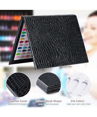 216 Colors Gel Polish Nail Colour Display Book with 240 False Nails Tips - Salon Sample Showing Tools - Black - Buy Online on GoSupps.com
