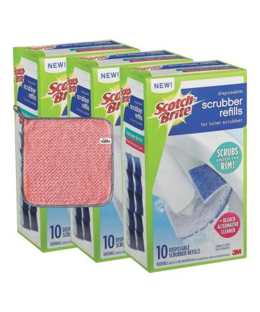 Scotch-Brite Toilet Scrubber Refills 3.52 Oz - Toilet Bowl Scrubber Refills Bundle With Bonus Cleaning Towel Compact & Easy-Attach For Quick Cleaning Pack Of 3