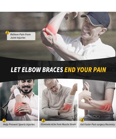 CAMBIVO Elbow Brace 2 Pack - Compression Sleeve with Pads for Tendonitis, Tennis & Golfer's Elbow - Pain Relief for Weightlifting & Daily Use - Large Black - Buy Online on GoSupps.com