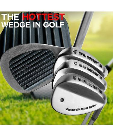 Spin Doctor RI Golf Wedge Set | Replaceable Insert System | Steel Wedge | 52 Pitching, 56 Sand, 60 Lob Wedges | Reverse Groove & Titanium Inserts | Right Hand | 3 Clubs - Buy Online on GoSupps.com