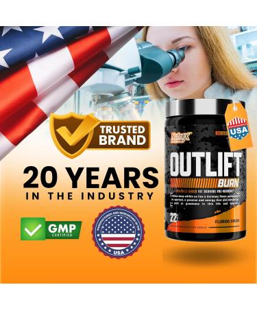Nutrex Outlift Burn Pre-Workout Supplement for Energy Focus & Endurance | Metabolyte L-Citrulline Beta-Alanine & Caffeine | Thermogenic Formula for Performance (22 Servings Florida Crush) Florida Crush 14.72 Ounce (Pack  - Buy Online on GoSupps.com