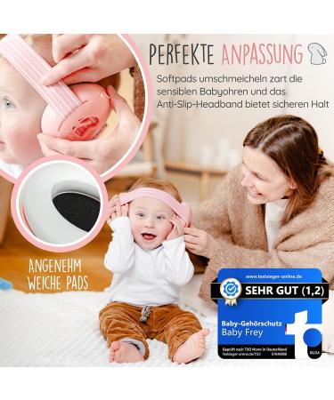 Buy Baby Frey Hearing Protection for Babies | Test Winner Noise Reduction Up to 23dB | Comfortable Baby Headphones with Non-Slip Band & Premium Carrying Bag | Pink - Buy Online on GoSupps.com
