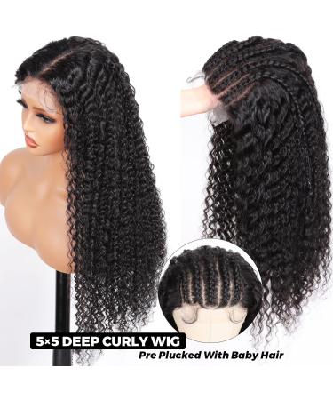 ALIPOP 5x5 HD Transparent Lace Front Wig 20 Inch Deep Wave Curly | 10A Brazilian Human Hair Wigs for Black Women | Pre Plucked with Baby Hair - Buy Online on GoSupps.com
