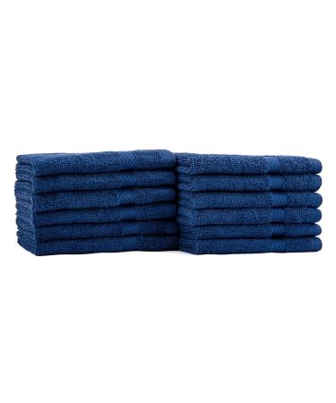 AKTI Premium Cotton Wash Cloths Pack of 12 13x13 Inches 520 GMS Durable Quick Dry & Extra Absorbent Cleaning Cloth for Home Spa Hotel Bathroom & Kitchen Navy Washcloths