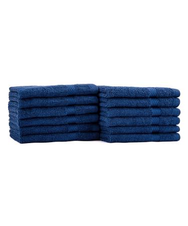 AKTI Premium Cotton Wash Cloths Pack of 12 13x13 Inches 520 GMS Durable Quick Dry & Extra Absorbent Cleaning Cloth for Home Spa Hotel Bathroom & Kitchen Navy Washcloths - Buy Online on GoSupps.com