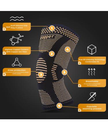 JIUFENTIAN Copper Knee Support - Compression Brace for Arthritis Pain Relief - 2XL Tan - Buy Online on GoSupps.com