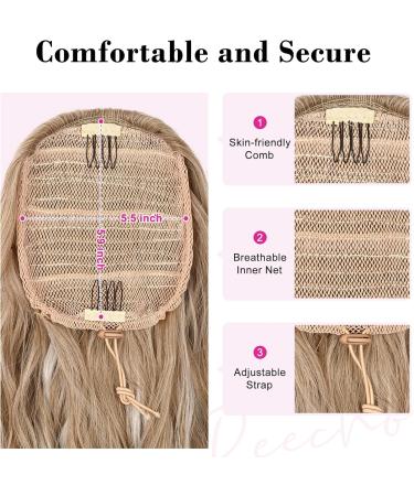 REECHO 26 Long Beach Wave Drawstring Ponytail Extension - Synthetic Hairpiece for Women - Medium Blonde - Buy Online on GoSupps.com