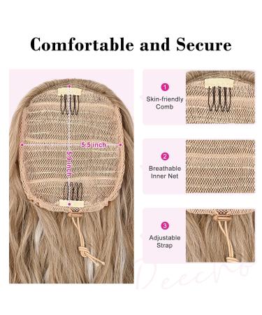 Reecho 66cm Beach Wavy Ponytail Extension - Medium Blonde with Highlights | Synthetic Pull Tape Hair Extension for Women - Buy Online on GoSupps.com