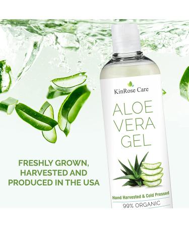 12oz Organic Aloe Vera Gel - Pure Cold Pressed for Skin, Hair & Sunburn Relief - KinRose Care - Vegan & Unscented - Buy Online on GoSupps.com