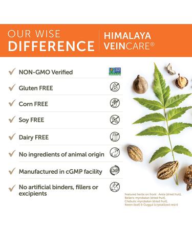 Himalaya VeinCare 300mg - 60 Capsules | Supports Healthy Vein Walls & Rectal Comfort | 1 Month Supply - Buy Online on GoSupps.com