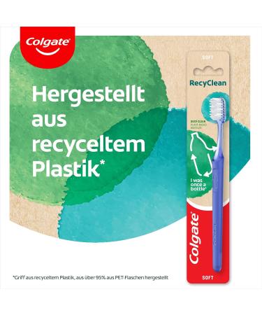 Buy Colgate RecyClean Medium Toothbrush - Eco-Friendly Manual Toothbrush with Plant-Based Bristles & 100% Recycled Plastic Handle | International Shipping Available - Buy Online on GoSupps.com