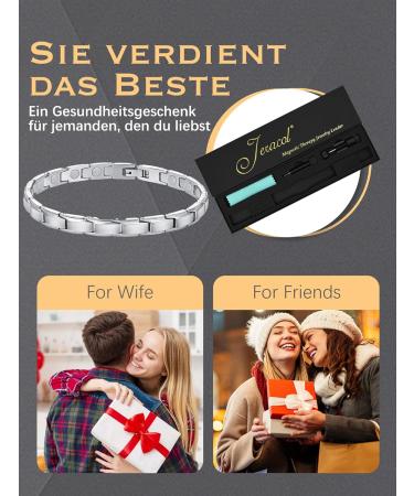 Jeracol Titanstahl Magnetic Hard Band for Women | Adjustable 3500 Gauss Magnetic Bracelet with Distance Tools | Silver Jewelry - Buy Online on GoSupps.com