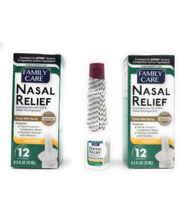 Nasal Relief Spray Pump Mist Anti-drip Severe Congestion (Oxymetazoline HCI) 12 Hours 3 Pack.