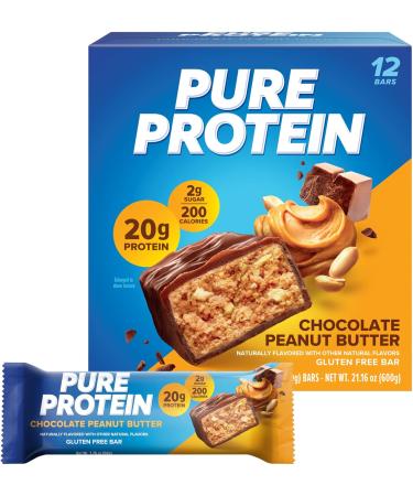 Pure Protein Chocolate Protein Shake & Bars High Protein Nutritious Snacks to Support Energy Low Sugar Gluten Free Chocolate Peanut Butter 1.76oz 12 Count (Packaging May Vary) - Buy Online on GoSupps.com