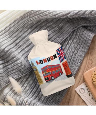 London Hot Water Bottle with Plush Cover - Hand Warmer for Adults & Children | 26.5x15.3cm - Ideal for Comfort & Warmth - Buy Online on GoSupps.com