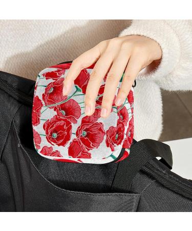 Menstrual Bag with Zipper | Poppy Flower Ladies Napkin & Tampon Pouch | Perfect for Women & Girls Shop Now! - Buy Online on GoSupps.com