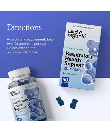 Wild & Organic Lung Health Support Gummies - Respiratory System Aid with Mullein, Pine Bark, Chaga, Cordyceps, Reishi, Stinging Nettle, and Ginseng - 60 Chewables - Buy Online on GoSupps.com