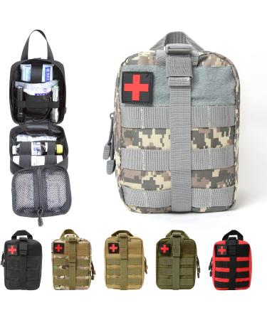 Waterproof Tactical First Aid Pocket Kit - Molle EMT Pouch for Outdoor Camping Travel & Adventure (Camo Gray) - Buy Online on GoSupps.com