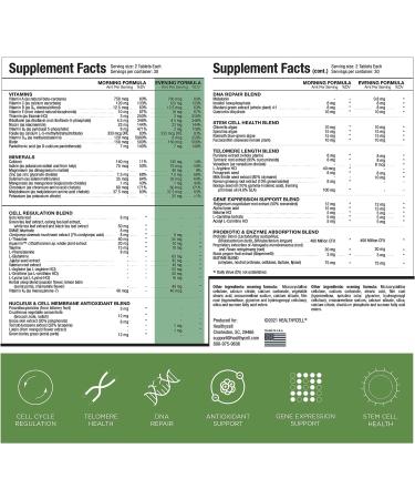 Healthycell AM PM Multivitamin for Adults - Anti-Aging Stem Cell Support - 120 Vegetarian Tablets - Buy Online on GoSupps.com