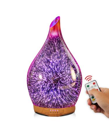 Porseme 280ml aroma diffuser glass with remote control hand blown 3D fireworks ultrasound humidifier cool manure 7 color light automatic power-off quiet for apartment space humidifier and yoga i2-280ml rose gold aladdin vase with remote - Buy Online on GoSupps.com