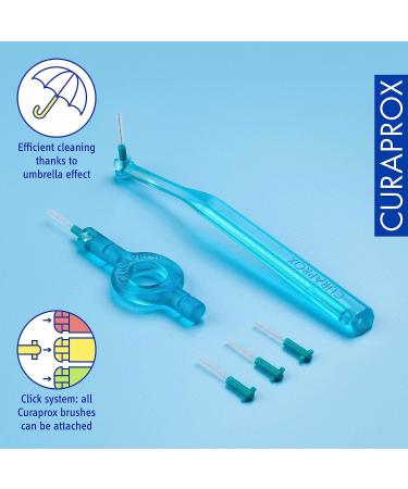 Curaprox CPS 06 Prime Start Interdental Brushes Set  5 interdental Brushes CPS 06 Prime + 1 Holder UHS 409 + 1 Holder UHS 470  0.6 mm to 2.2 mm  Turquoise 06 prime start Turquoise - Buy Online on GoSupps.com