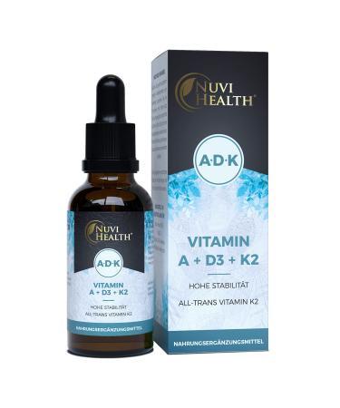 Vitamin A + D3 + K2 drops - 50 ml - Premium: 99.7 +% All -Trans (K2Vital from Kappa) + highly bio -available vitamin D3 + A (retinol) - liquid - laboratory tests quality