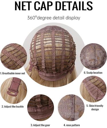 Kellynee Medium Blonde Shoulder Length Wig | Golden Synthetic Heat Resistant Hair for Women | Natural Curly Style for Daily/Party/Cosplay - Buy Online on GoSupps.com