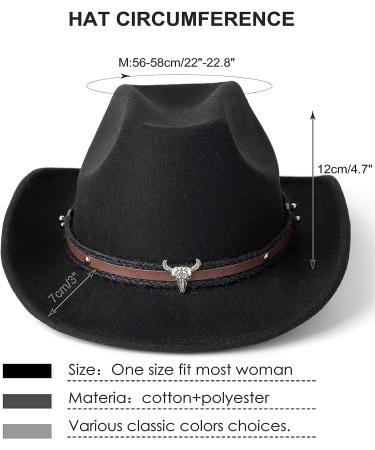 HUDANHUWEI Wide Brim Cowboy Hat in Z-Black - Men's and Women's Vintage Pinch Front Cowgirl Hat - Buy Online on GoSupps.com