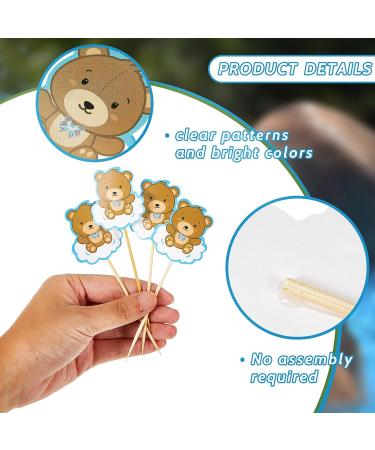60 Pieces Teddy Bear Cupcake Cake Toppers Teddy Bear Themed Baby Shower Decorations Bear Cake Picks for Gender Reveal Baby Shower Party Decorations - Buy Online on GoSupps.com