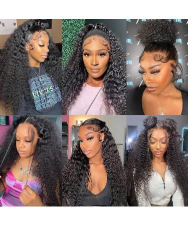 34 Inch Water Wave Brazilian HD Transparent Lace Front Wig - 150% Density Curly Human Hair Wig - Natural Color - Pre Plucked with Baby Hair - 13x4 Lace Frontal - Buy Online on GoSupps.com